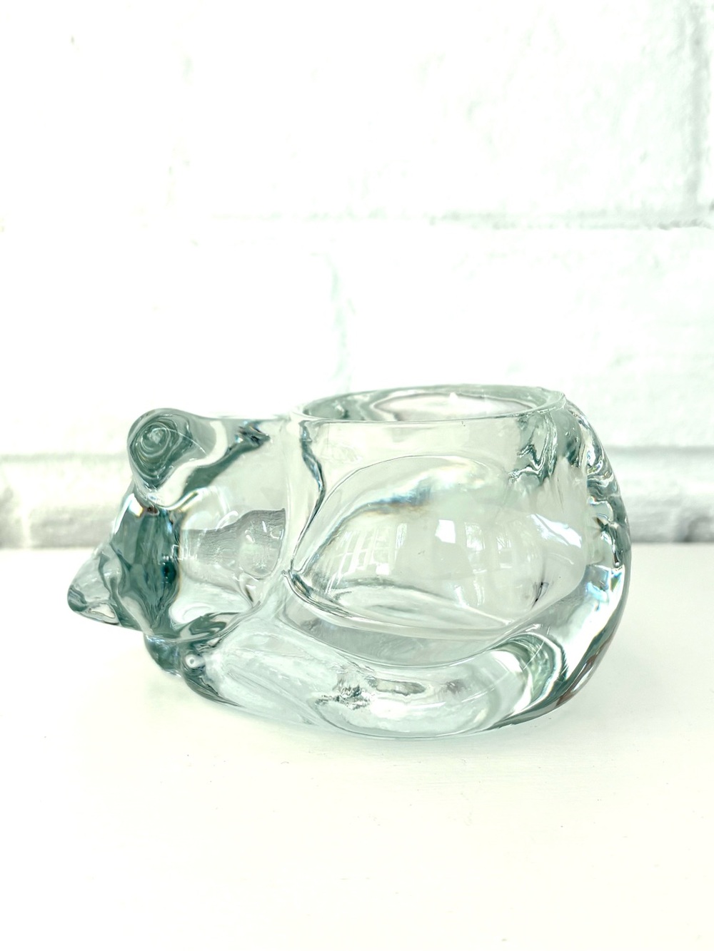 Sleeping Cat Candle Votives Clear Indiana Glass Crystal